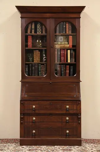Eastlake 1885 Secretary Desk, Bookcase Top