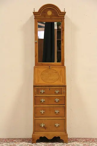 Narrow English Secretary Desk, Vintage Georgian Design