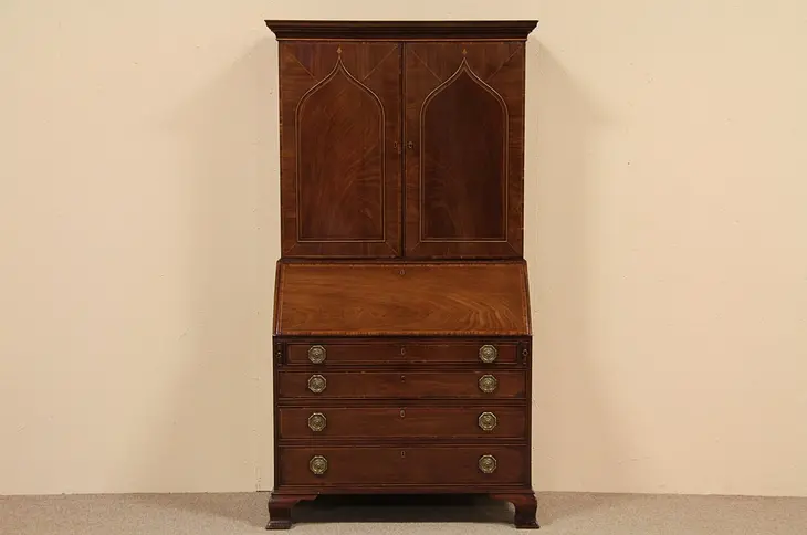 Regency Antique 1825 Secretary Desk & Bookcase