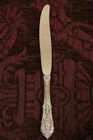 Wallace Rose Point Sterling Silver 9" Dinner Knife, Stainless Blade