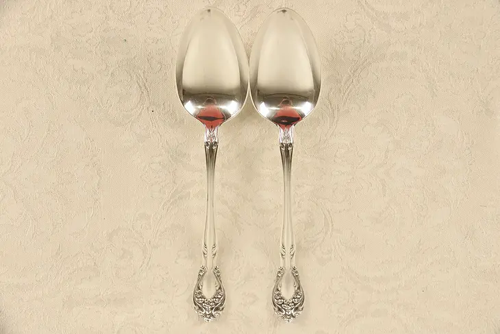 Chateau Rose Sterling Silver Pair of Vintage 8 1/2" Serving Spoons Signed Alvin
