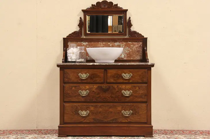 Marble Top 1890 Washstand, Chest or Bar Server