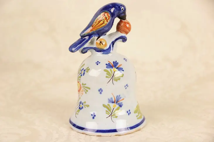 Quimper Hand Painted Bell from Brittany, France, Minstral Blue