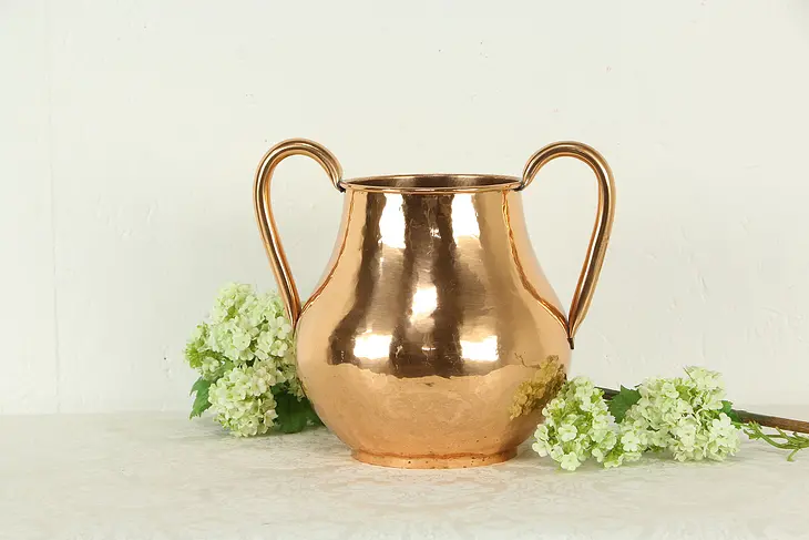 Copper Antique Farmhouse Two Handled Pot, Hand Hammered & Dovetailed #35542