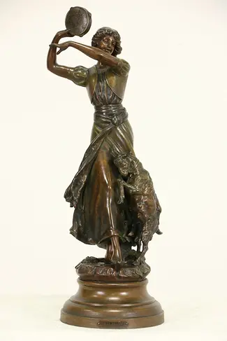 Esmeralda Statue Signed Scotte 1900 Antique from Hunchback of Notre Dame