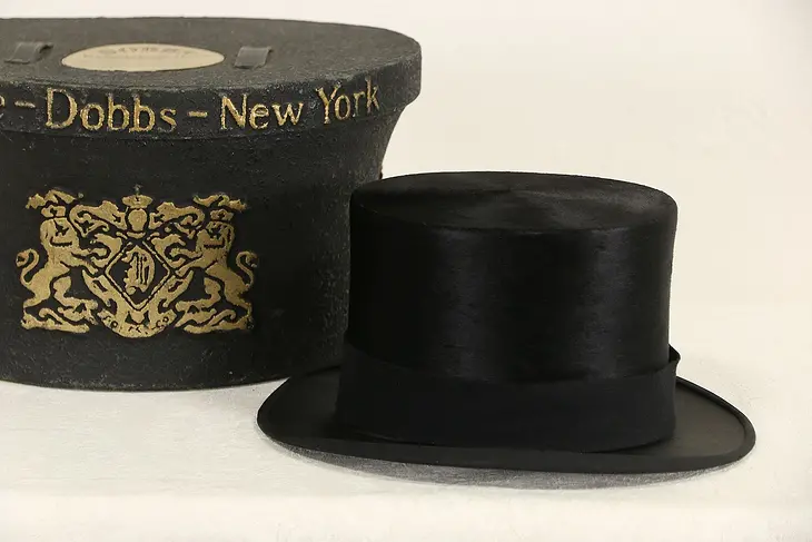 Antique Silk Top Hat, Signed Stetson, Dobb's 5th Ave. NY & Box