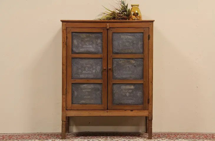 Victorian Country Pine Pie Safe Cupboard