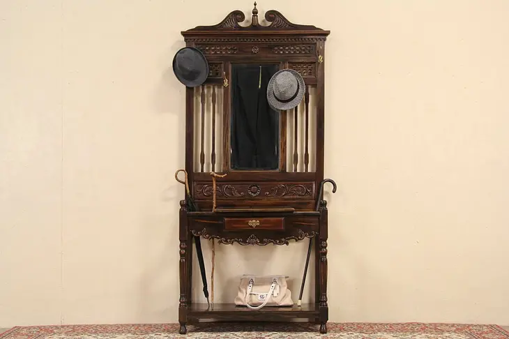 Victorian Style Vintage Carved Hall or Dressing Room Stand