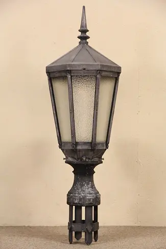 New York City Salvage 1920's Antique Street Light Lamp or Lantern, No Socket