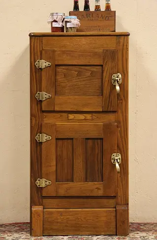 Oak 1900 Antique 2 Door Paneled Icebox