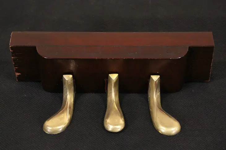 Set of 3 Brass Vintage Piano Pedals from 1951 Krakauer