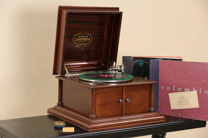 Columbia Grafonola Record Player Antique 1910 Tabletop Phonograph