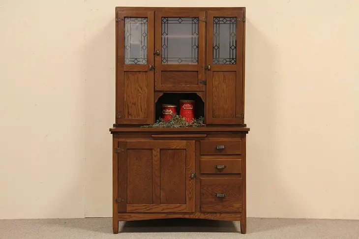 Oak Hoosier Roll Top Kitchen Cabinet