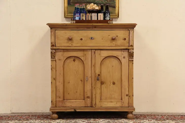 Country Pine Austrian 1880 Antique Sideboard or Server