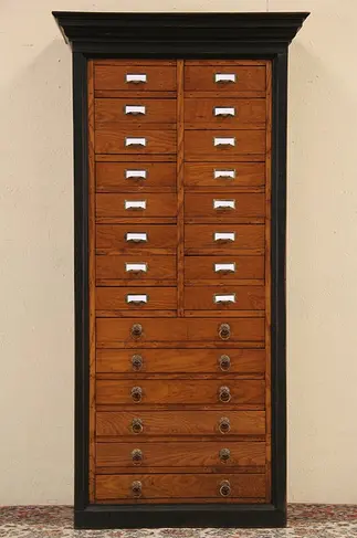 Oak & Pine 1890 Antique 22 Drawer File Cabinet