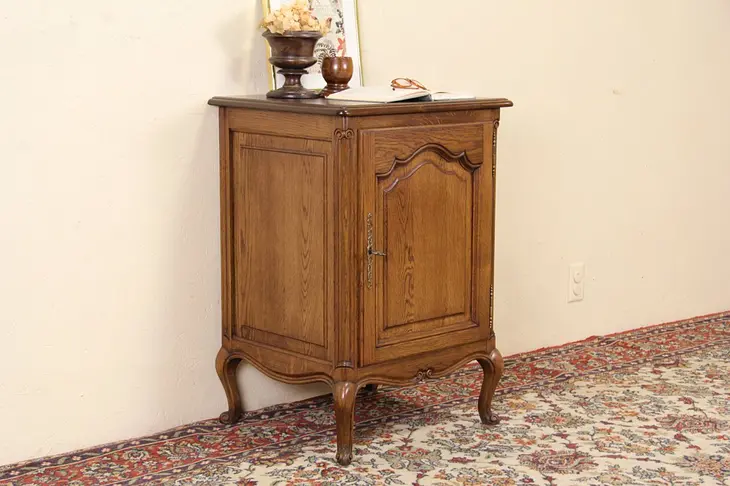 Country French Oak Vintage Nightstand, Cabinet or End Table