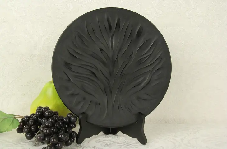 Lalique French Black Crystal Tree of Life Plate