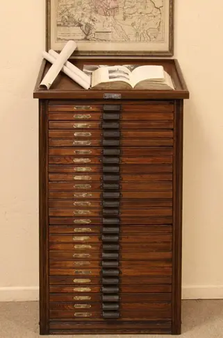 Hamilton 25 Drawer Oak Printer's File Cabinet