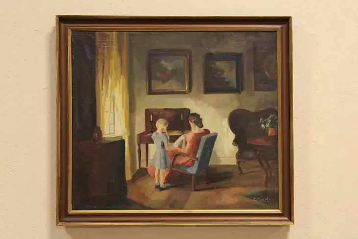 Edith Gert Mother & Daughter Original Oil Painting