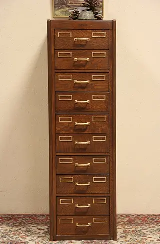 Yawman Rochester 10 Drawer Oak 1915 File Cabinet