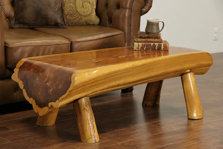 Cedar Log Vintage Rustic Coffee Table or Bench