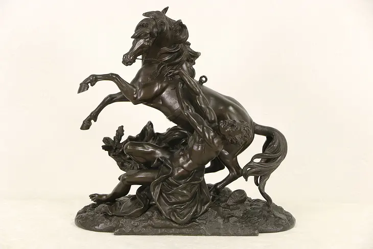 Marly Horse Tamer Sculpture after Coustou, 1890's Antique Statue