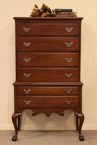 Georgian Chippendale High Boy Tall Chest on Chest