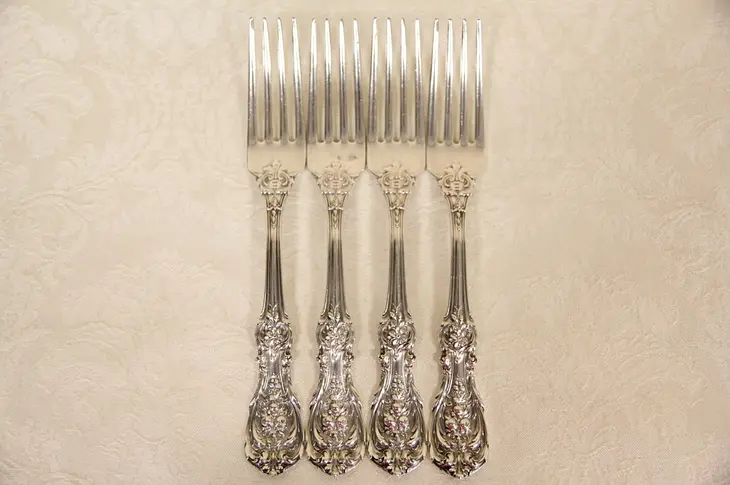 Francis I Reed & Barton Set 4 Sterling Silver 7 7/8" Dinner Size Forks