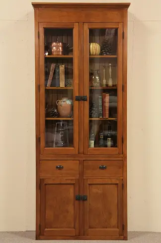 Pantry Cupboard or Bookcase, Wavy Glass Doors