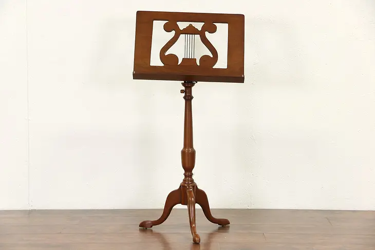 Music Stand, Vintage Mahogany with Lyre, Adjustable