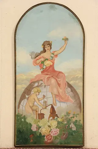 Young Woman on a Sphere, Original Borsa 1924 Oil Painting