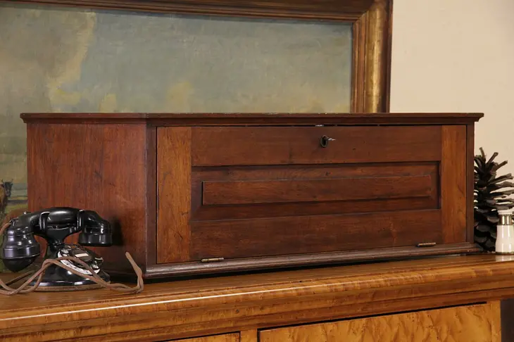 Hotel Mailbox, 1870 Walnut Antique Countertop Cabinet