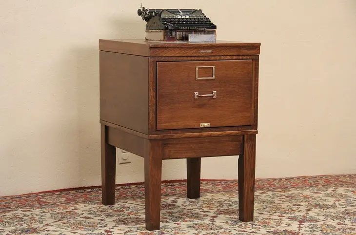 Library Bureau Oak 1915 Antique Desk File Cabinet