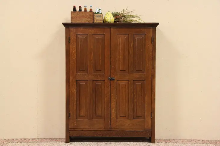Country Pantry Cupboard, 1900 Antique Oak & Pine