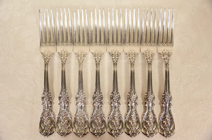 Francis I Reed & Barton Set of 8 Sterling Silver 7 7/8" Dinner Size Forks