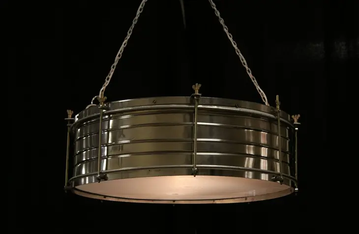 Ceiling Light Fixture Made from Vintage Drum