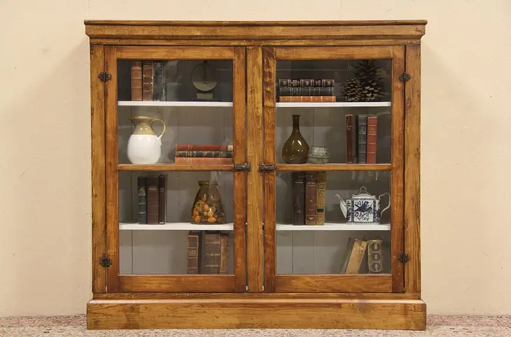 Country Pine 1895 Antique Bookcase or Pantry Cupboard