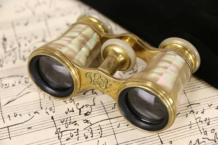 French 1900 Antique Pearl Opera Glasses, Signed Lemaire, Paris & Seattle
