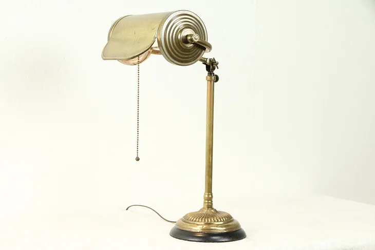 Brass Antique Adjustable Height Swivel Desk or Piano Lamp #31077