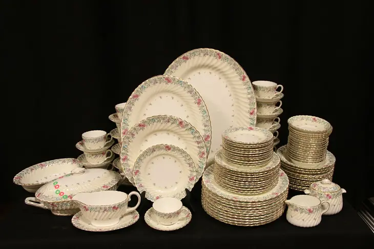 Set of Minton Printemps English China for 12, Serving Pieces