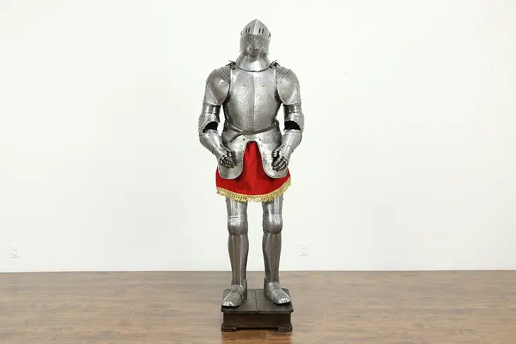 Set of Vintage Engraved Steel Armor & Stand, Toledo Spain #33514