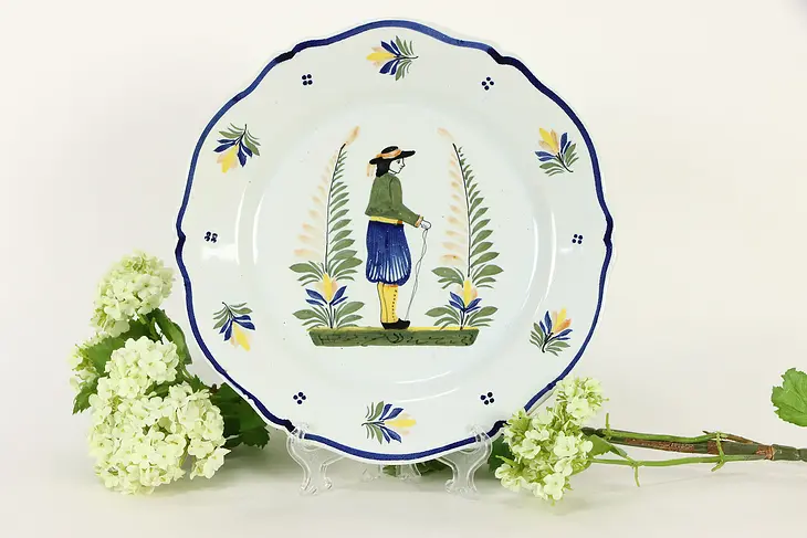 Henriot Quimper Signed Plate, Hand Painted Brittany, France #36652