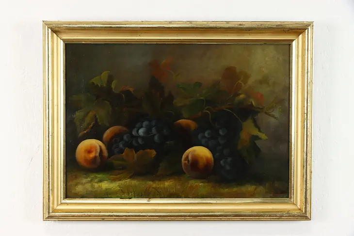 Victorian Antique Still Life Fruit Original Oil Painting, Walling 23" #38506