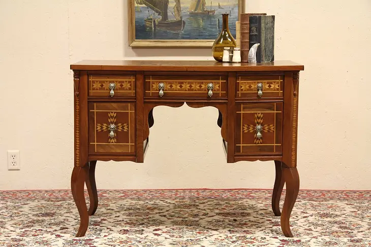 Inlaid Marquetry Vanity, Desk or Hall Console