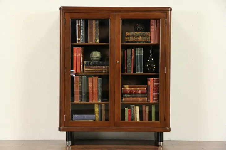 Stow Davis Signed Walnut 1940's Vintage Library Bookcase,