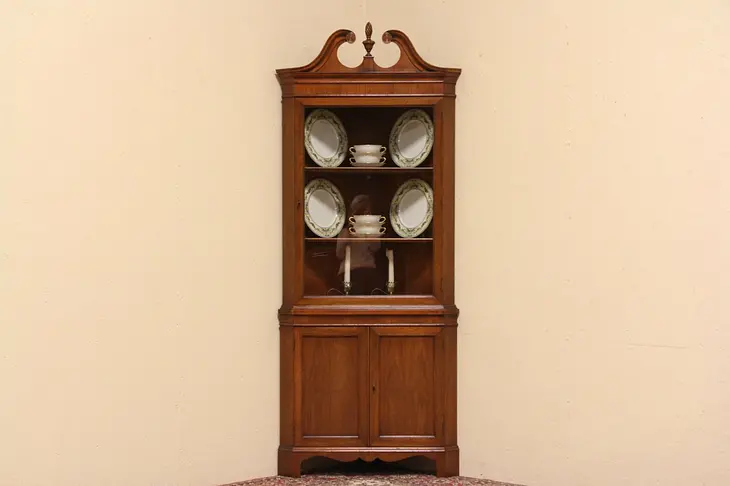 Federal Style Vintage Corner Cupboard or China Cabinet