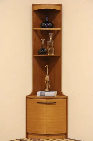Midcentury Modern Danish Modern Teak Vintage 1960 Corner Cabinet