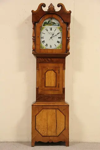 English Moorhouse of Wetherby 1830 Tall Case Grandfather Clock, Quartz Movement