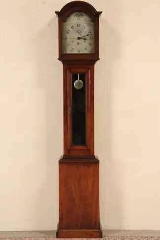 Grandfather or Long Case 1890 Antique Clock, Quartz Battery Movement