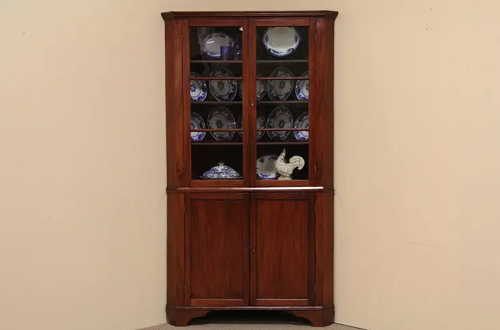 Country Antique 1830 Corner Cabinet